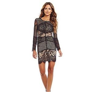 Black crochet and lace long sleeve Gianni Bini size 8 cocktail dress